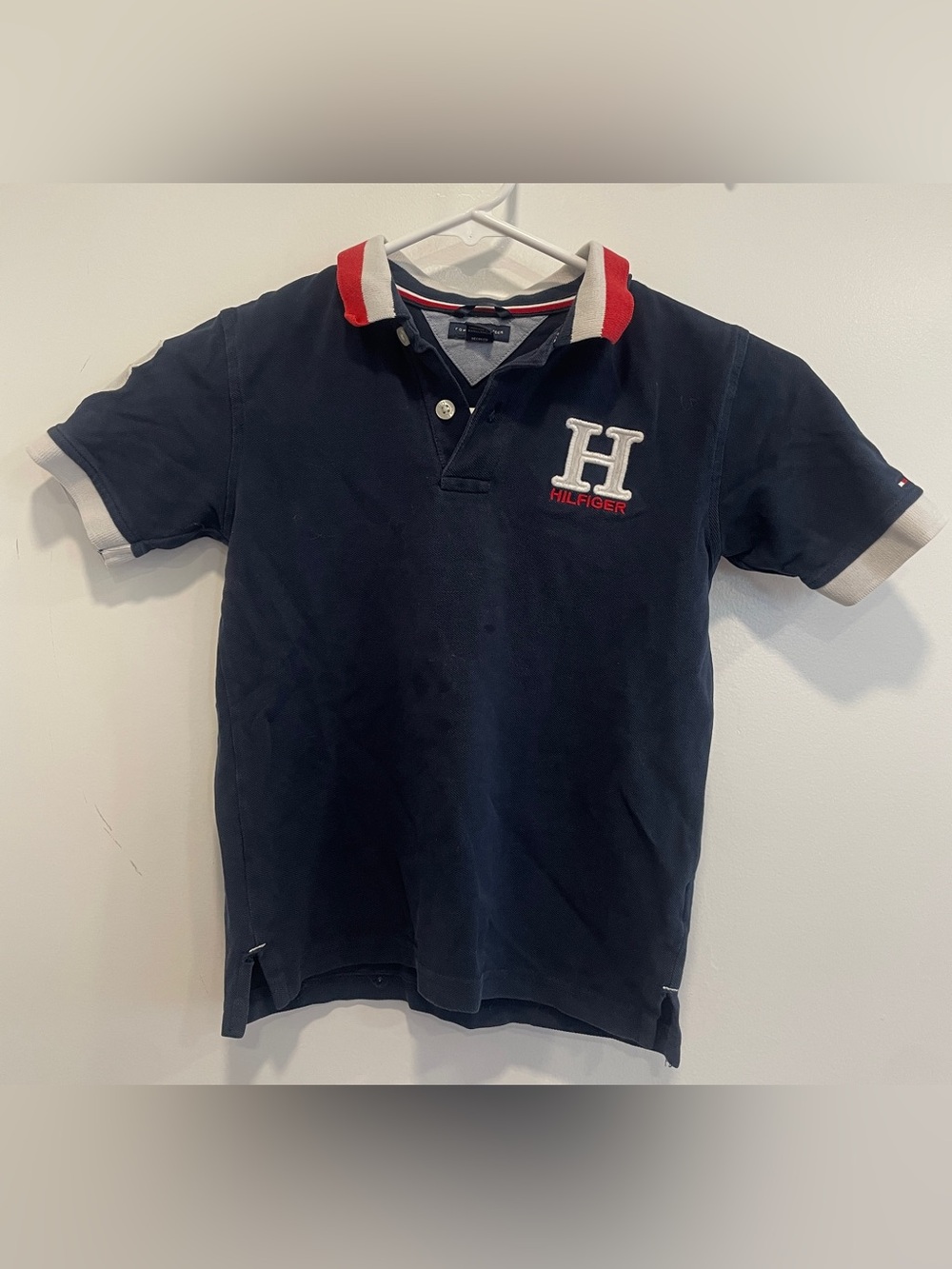 Tommy Hilfiger Kids Navy Polo Red & White Collar size 6 Preppy Heritage Cotton